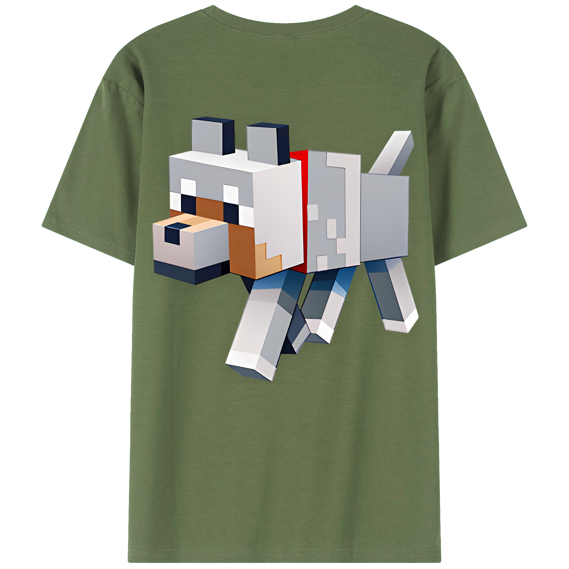 （画像用） マインクラフト ブロックの世界 Minecraft MC Block world 綿100％ メンズ半袖Tシャツ（バックプリント） 通気性